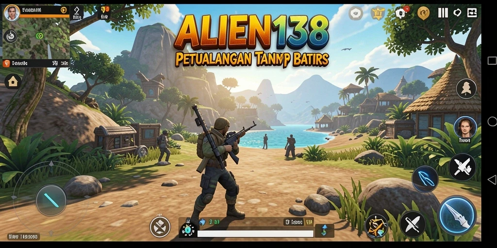 Tampilan gameplay ALIEN138 dengan aksi menjelajahi dunia terbuka.