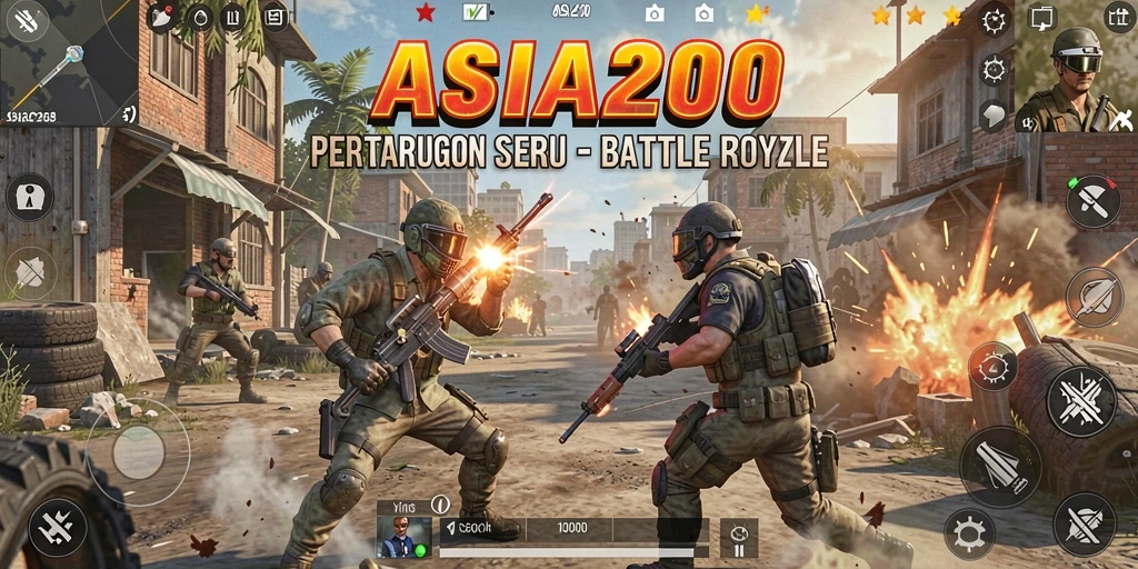 Screenshot gameplay ASIA200 menampilkan aksi seru Battle Royale.