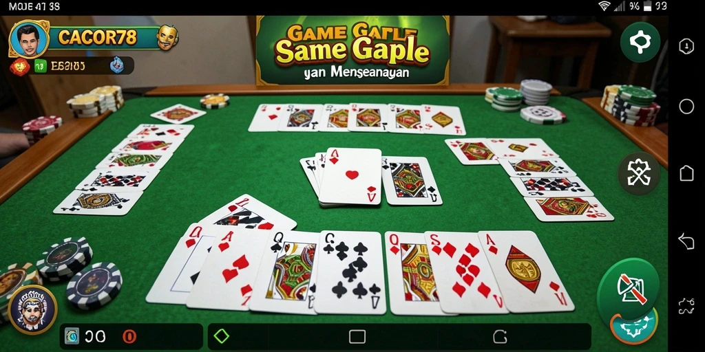 Screenshot utama CACOR78 yang menunjukkan gameplay Gaple yang seru.