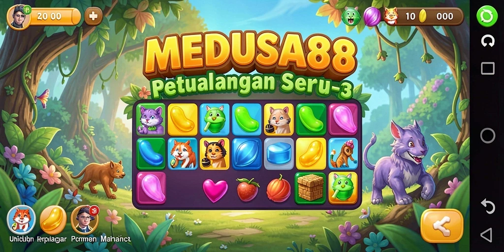 Tampilan gameplay Match-3 yang menantang dan menarik.