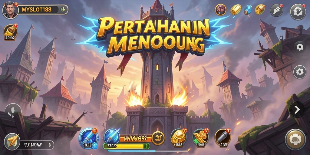 Tangkapan layar MYSLOT188 menampilkan aksi seru dalam Tower Defense.