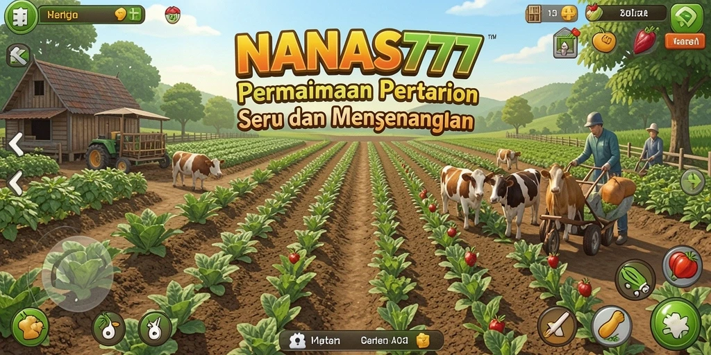 Screenshot gameplay NANAS777 menampilkan kebun yang indah dengan berbagai tanaman.