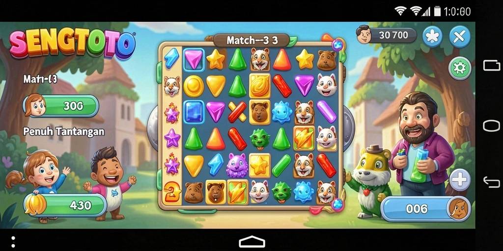 Tangkapan layar yang menampilkan keseruan gameplay Match-3 SENGTOTO.