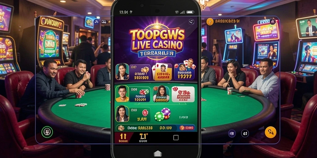 Tampilan gameplay TOOPGWS dengan dealer langsung yang profesional.
